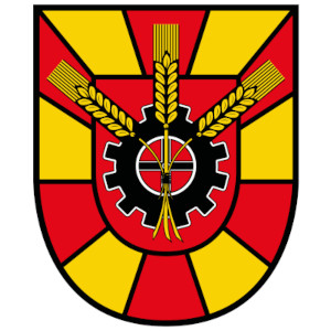 Das Wappen der Gemeinde Schellerten zeigt auf einem 12-fach rot-gold geständertem Schild ein rotes Herzschild mit einem silbern bordiertem schwarzen Werkrad mit 12 Zähnen, belegt mit 3 gebündelten goldenen Ähren. Die Farben der Gemeinde Schellerten sind rot-gold.
