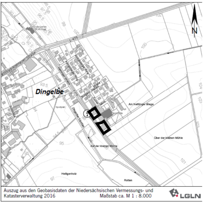 Karte der Ortschaft Dingelbe zum Bebauungsplan Nr. 03-03
"Nettlinger Weg II"