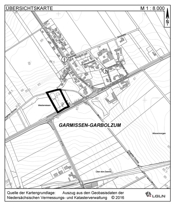 Karte der Ortschaft Garmissen-Garbolzum zum Bebeauungsplan 06-03 "Westerwiesen"