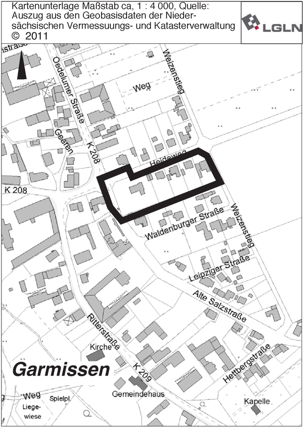 Bebauungsplan 06-01 Garmissen-Garbolzum Entwurf zur öffentlichen Auslegung Kartengrundlage (c) LGLN