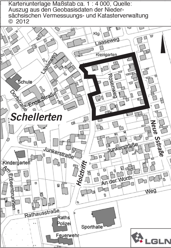 Bebauungsplan 10-02 4. Änderung Ortschaft Schellerten Entwurf zur öffentlichen Auslegung Kartengrundlage (c) LGLN