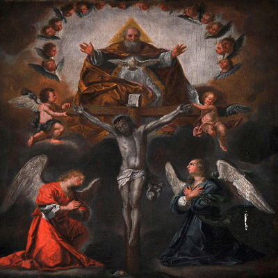 Altarbild "Dreifaltigkeit im Bild des Gnadenstuhls" aus dem Hauptaltar der Kirche St. Cosmas und Damian in Wöhle