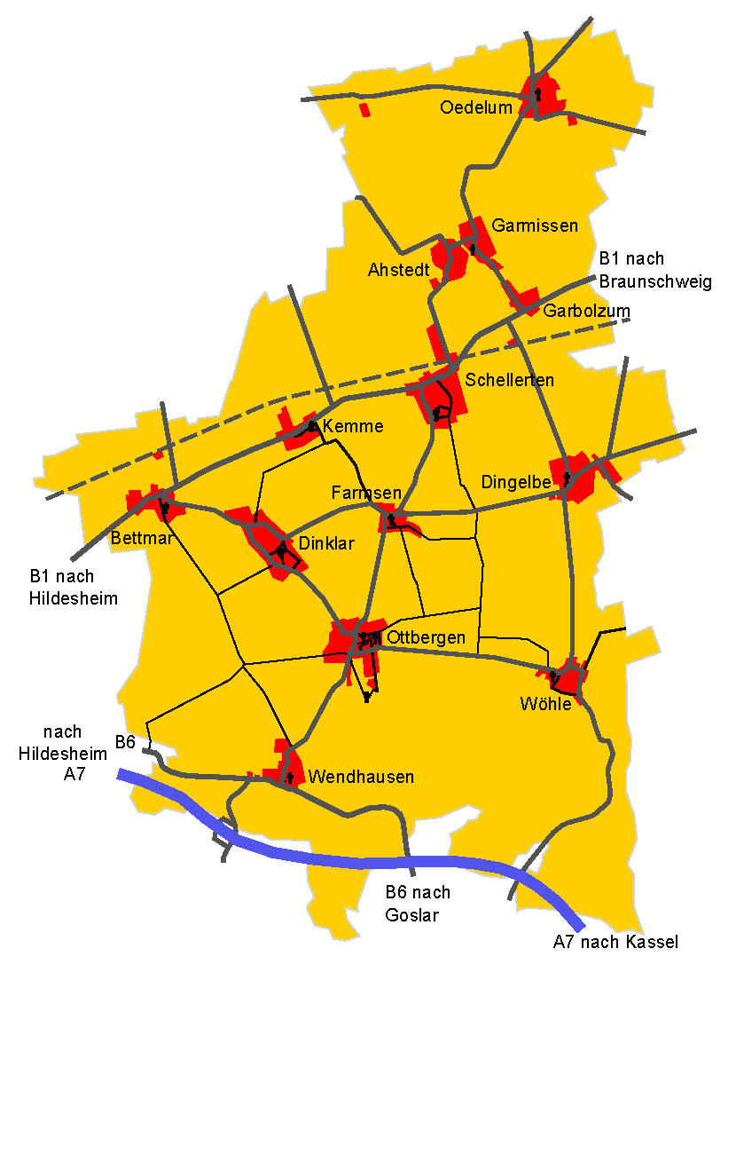 Karte der Gemeinde Schellerten