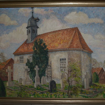 Gemälde von der 1936 abgerissenen St.-Godehard-Kapelle in Farmsen