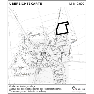 Übersichtskarte zur 26. Änderung des Flächennutzungsplans (Ortschaft Ottbergen)
