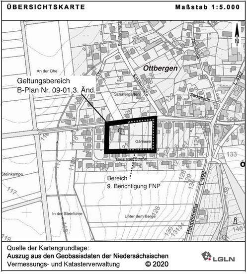 3. Änderung des Bebauungsplans Nr. 09-01 "Stadtweg" (Ortschaft Ottbergen)