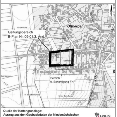 3. Änderung des Bebauungsplans Nr. 09-01 "Stadtweg" (Ortschaft Ottbergen)