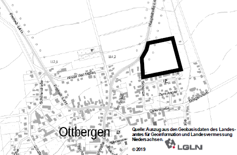 Übersichtskarte Bebauungsplan 09-07 Auf der Schanze Nord (Ortschaft Ottbergen)